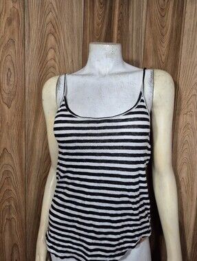 A.L.C Black & White Striped Linen Tank Top Sz XS